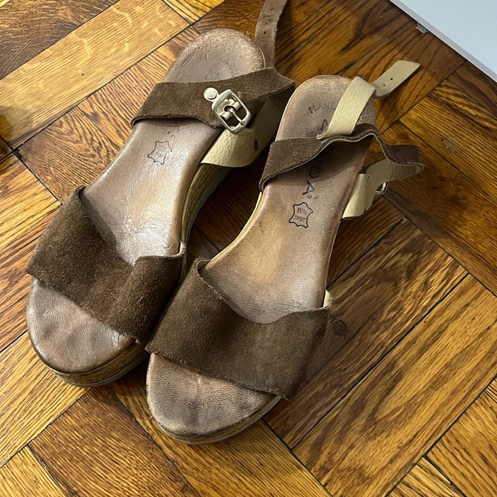 Brown platform sandals